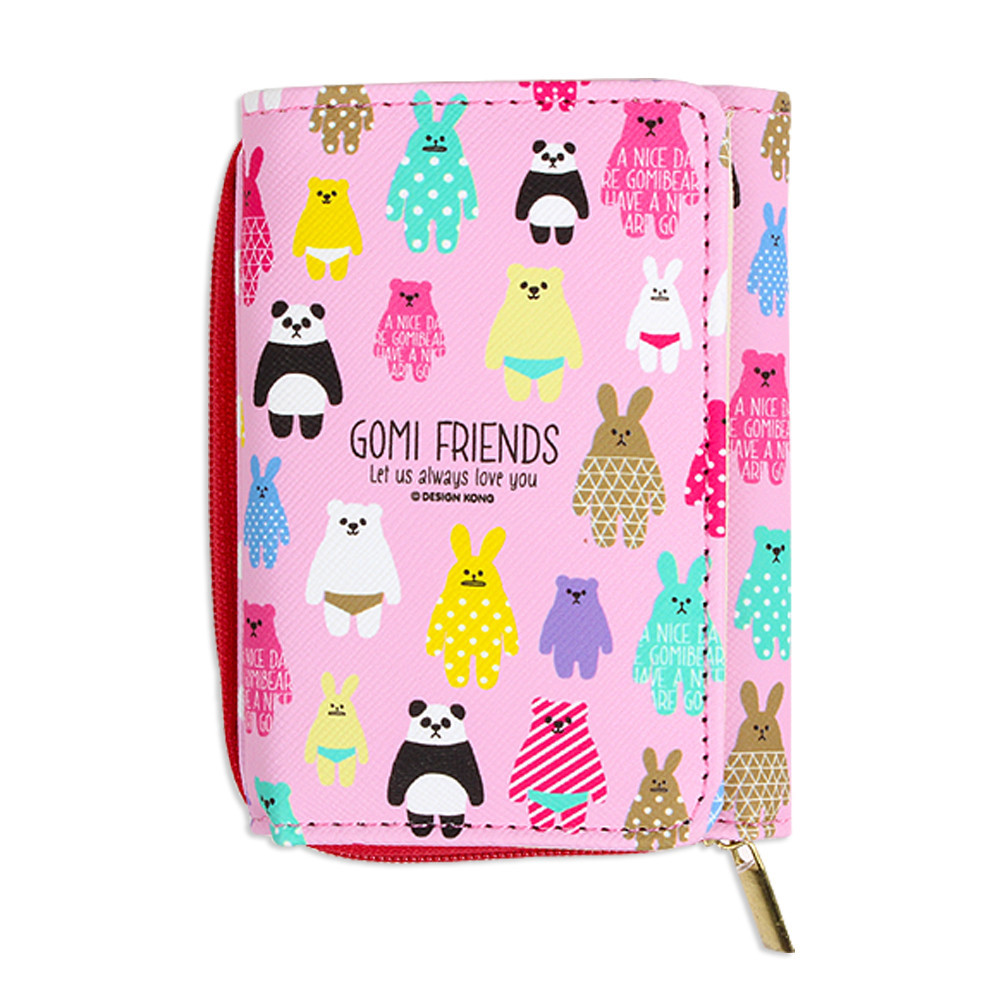 한정특가) 디자인콩 고미프렌즈 3단 지갑 (핑크)