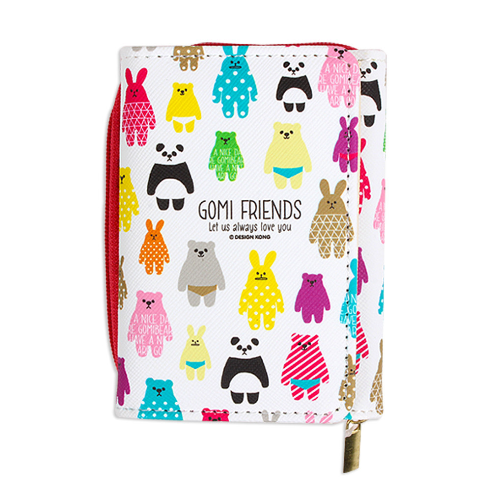 한정특가) 디자인콩 고미프렌즈 3단 지갑 (화이트.핑크)