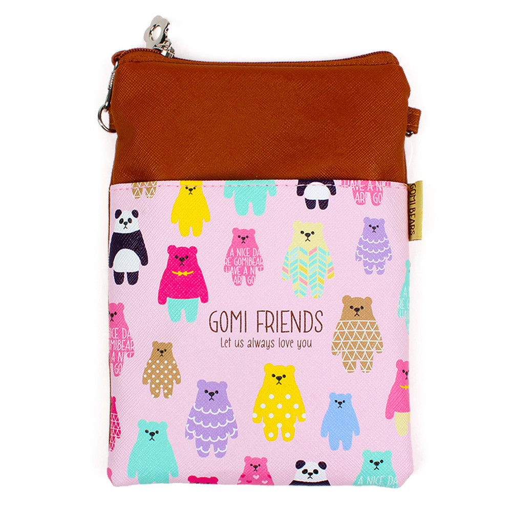 한정특가) 디자인콩 고미프렌즈 크로스 파우치 (브라운)