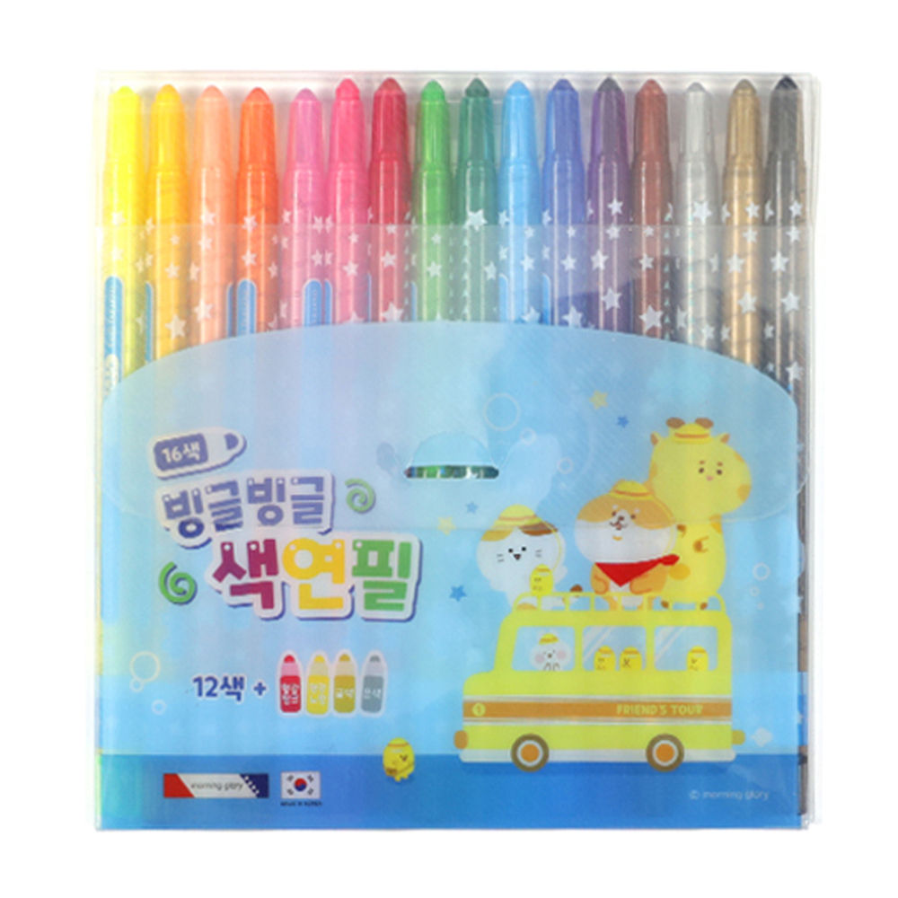 모닝글로리 빙글빙글 색연필 16색 (블루)