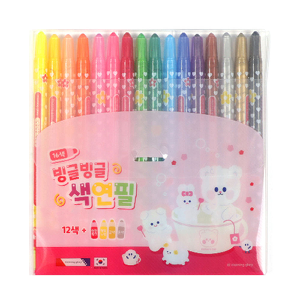 모닝글로리 빙글빙글 색연필 16색 (핑크)