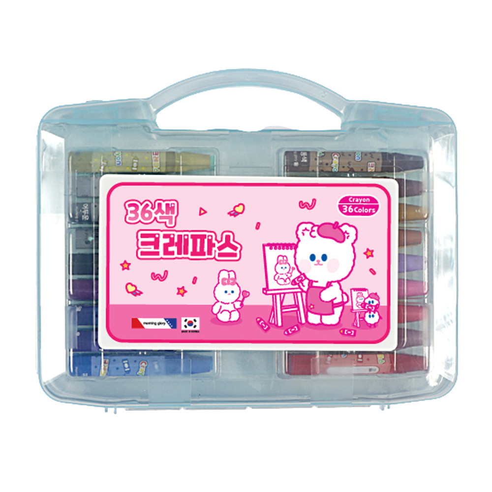 모닝글로리 크레파스 36색 (핑크)