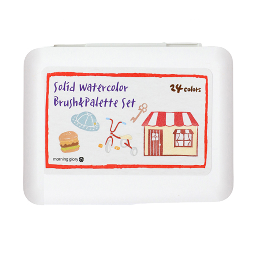 모닝글로리 고형물감 붓 팔레트 세트 (24색)