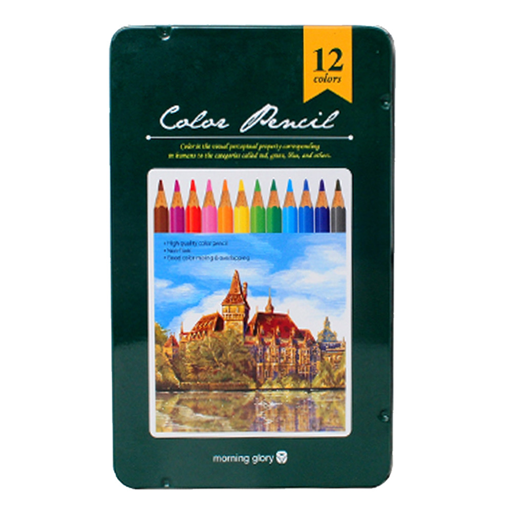 모닝글로리 유성색연필 색연필 12색 (틴케이스)