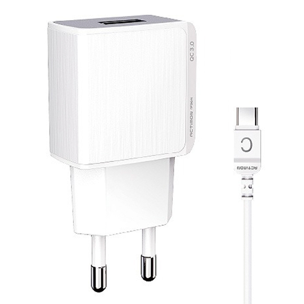 엑티몬 가정용고속충전기 가정용 충전기 퀵 3.0 3A USB 1구 C타입 (화이트)