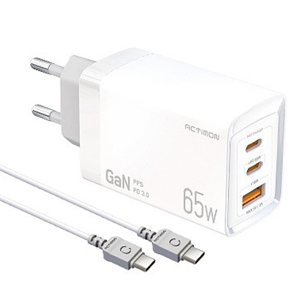 엑티몬 가정용고속충전기 가정용 충전기 PD 65W 3구 CtoC (화이트.그레이)