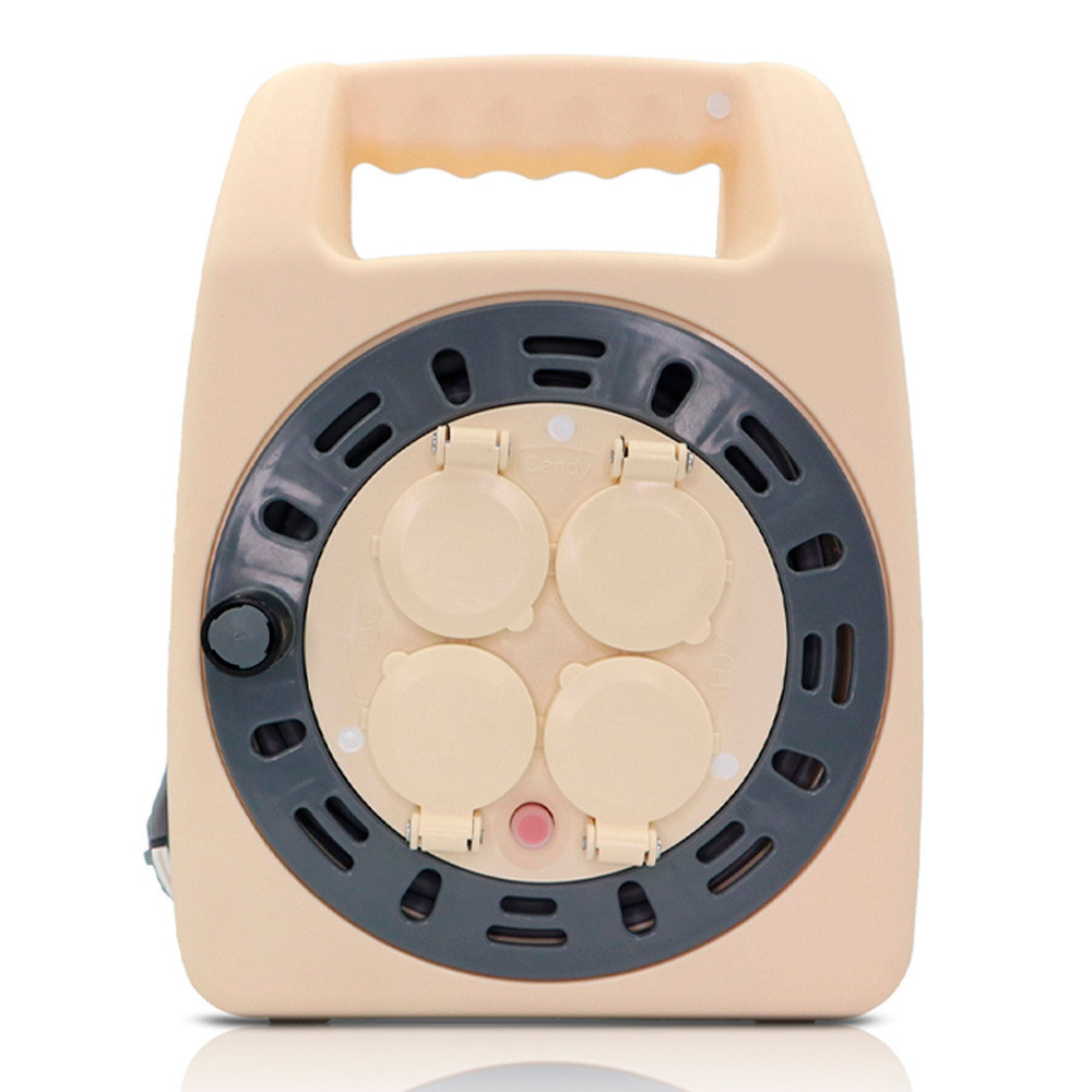 러그 캠핑릴선 손잡이 케이블박스 멀티탭 캡형 4구 20M (옐로우그레이) 캠핑 코드릴