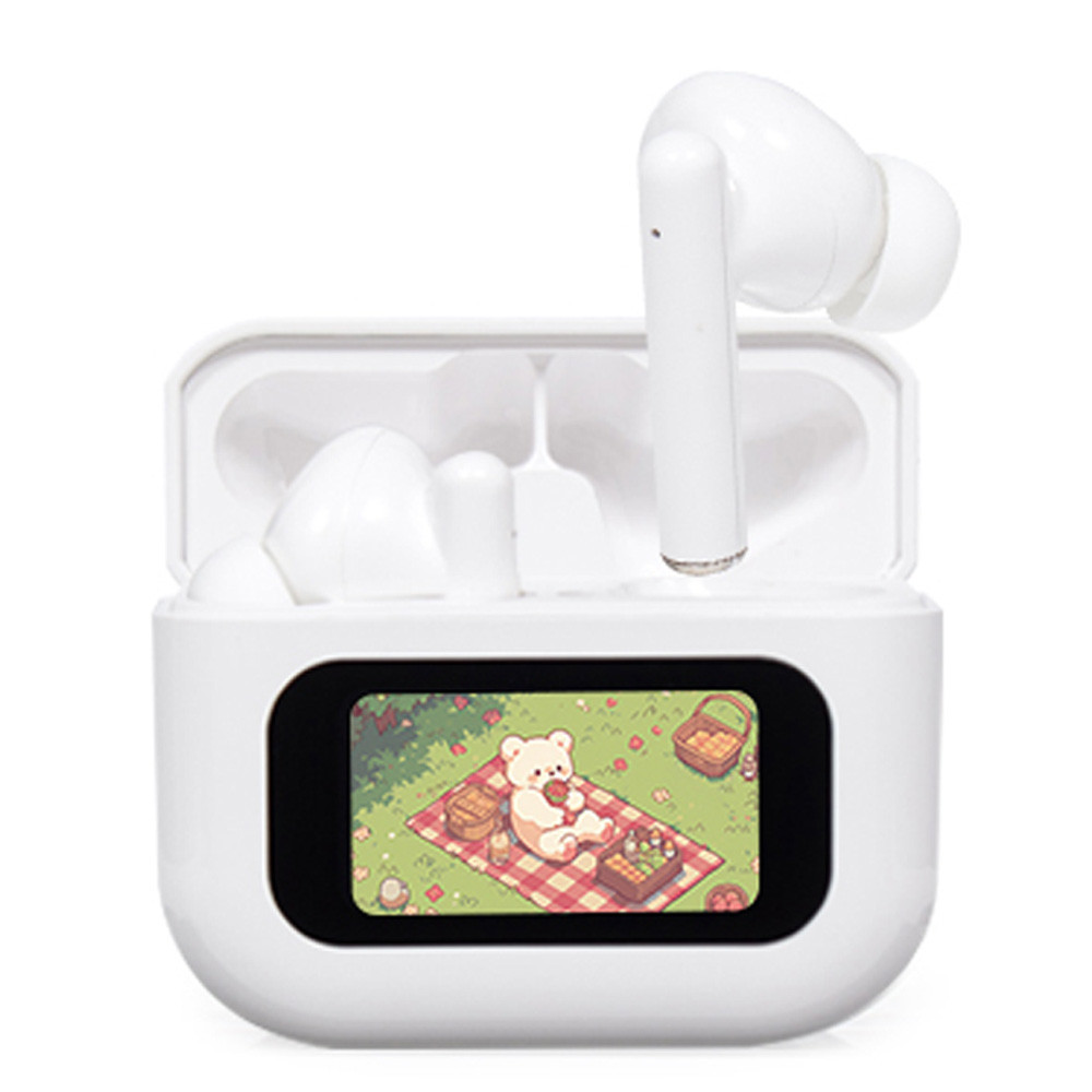 액센 블루투스이어폰 LED 한글 스크린 ANC 블루투스 이어폰 N700 (화이트)