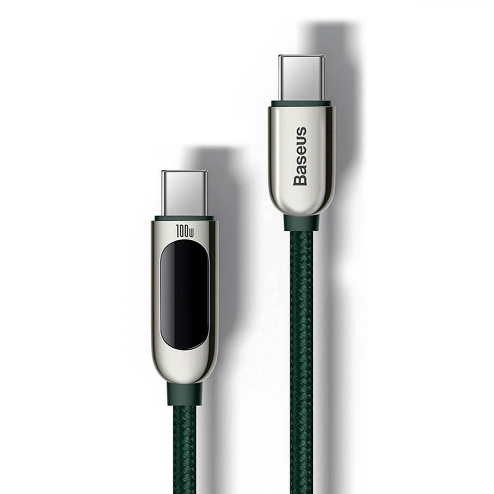베이스어스 LED 디스플레이 100W 고속충전 데이터 케이블 2M (CATSK-C06) (그린)