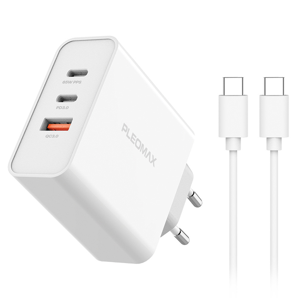 PLEOMAX 가정용 충전기 초고속 3포트 PD PPS QC 65W (PMQC-E6500) CtoC 케이블