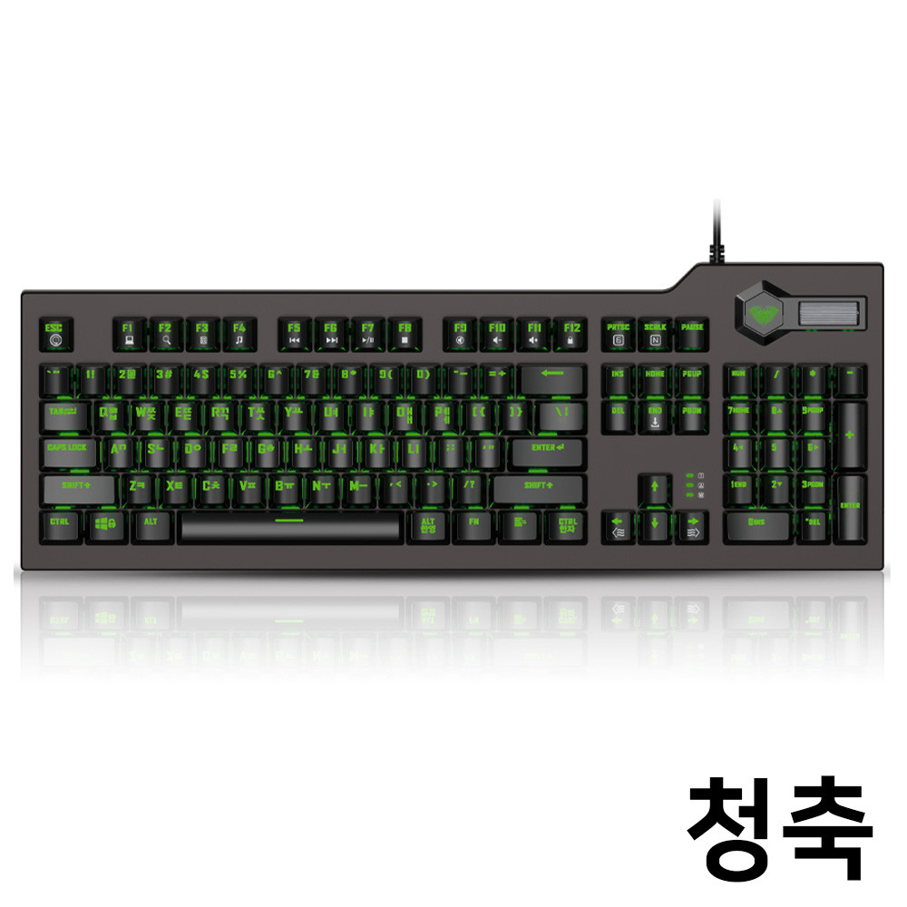 QSENN AULA 그린 LED 게이밍 기계식 키보드 F2063 (청축)