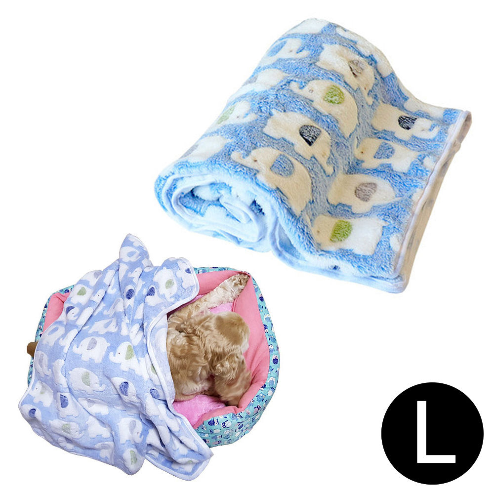 펫투유 우쭈쭈 엘리펀트 애완용 담요 (블루) (L)
