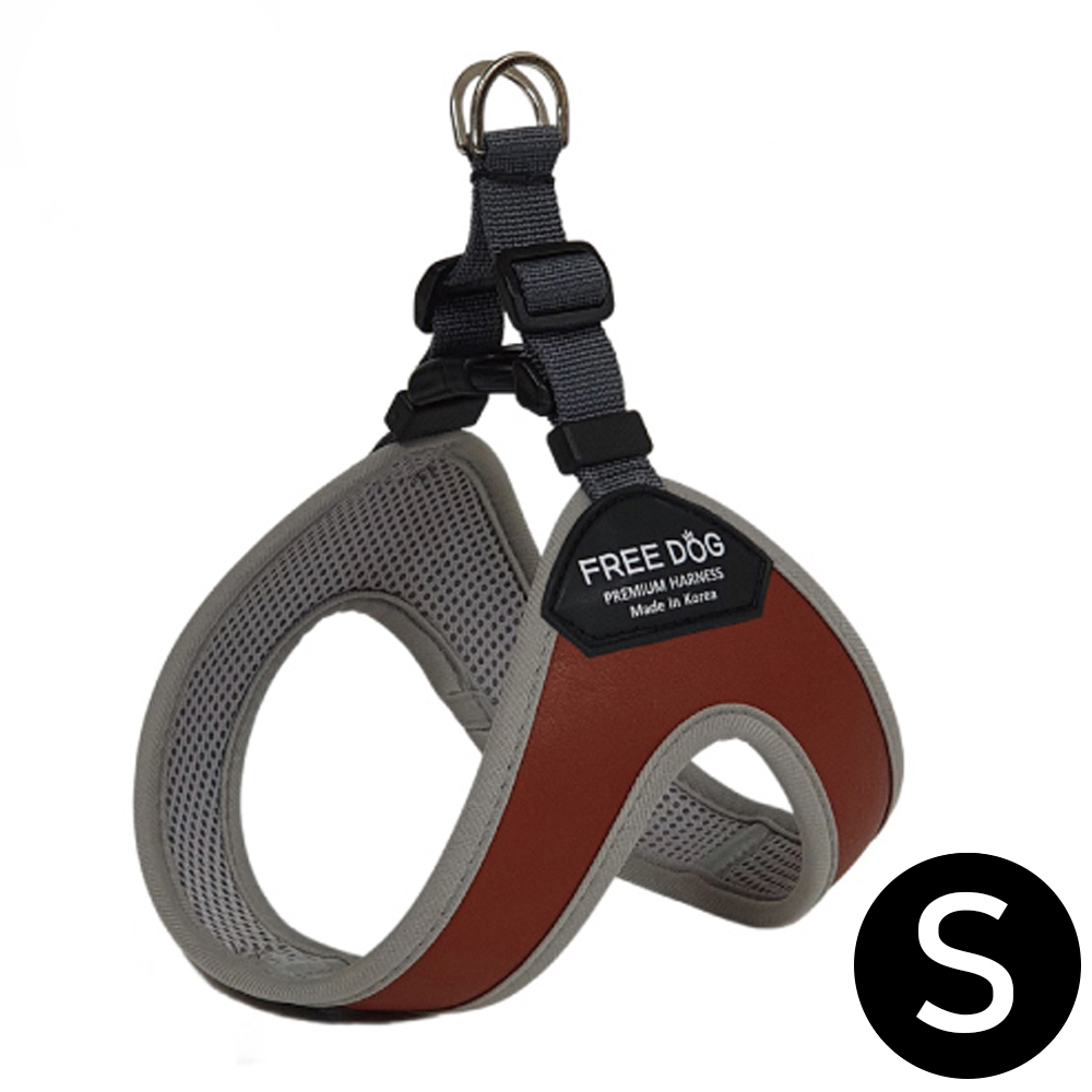 프리독 런 가죽 강아지 하네스 (브라운) (S)