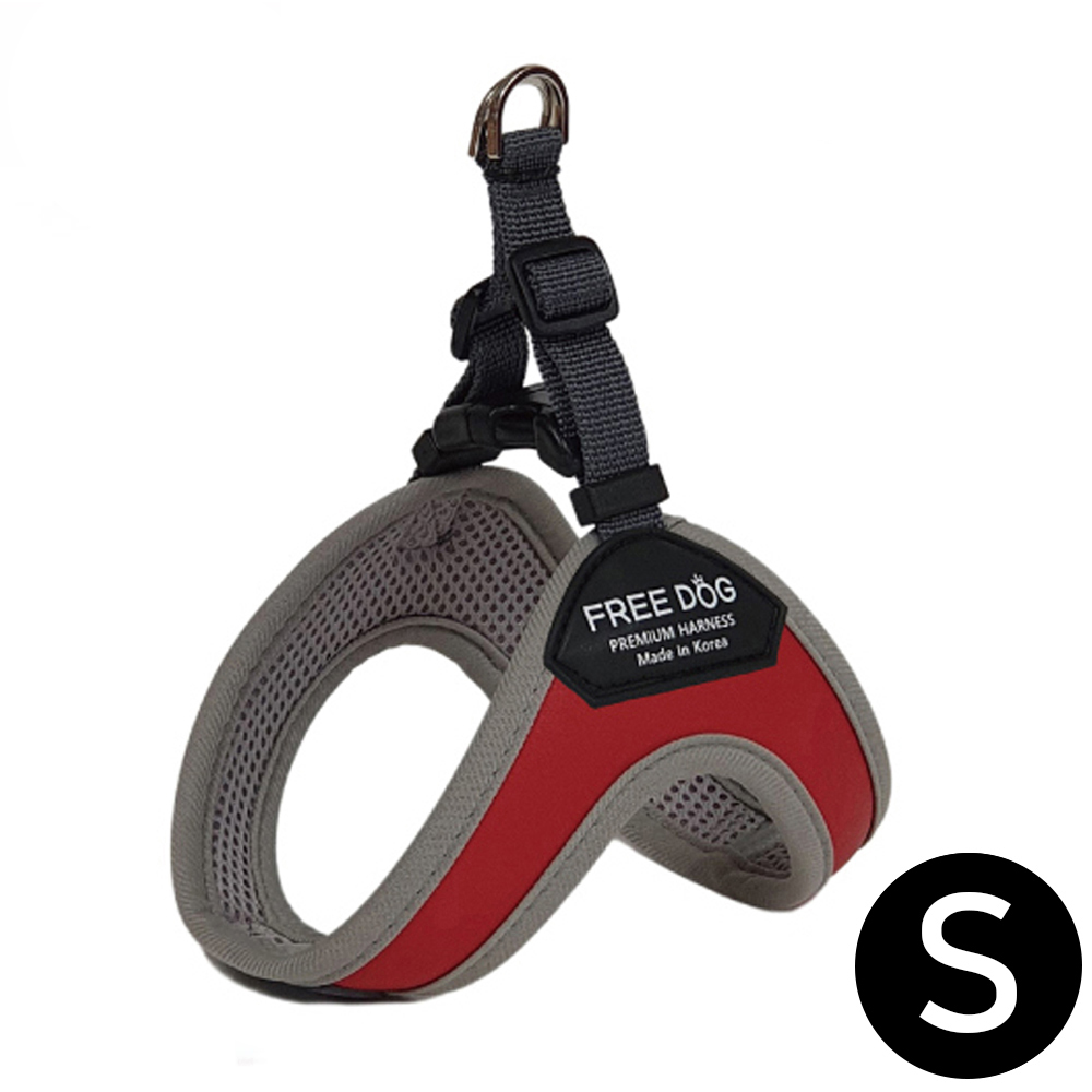 프리독 런 가죽 강아지 하네스 (레드) (S)