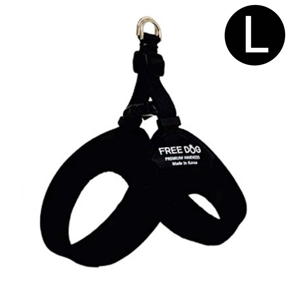 프리독 RUN 스웨이드 강아지 하네스 (블랙) (L) (리드줄 미포함)