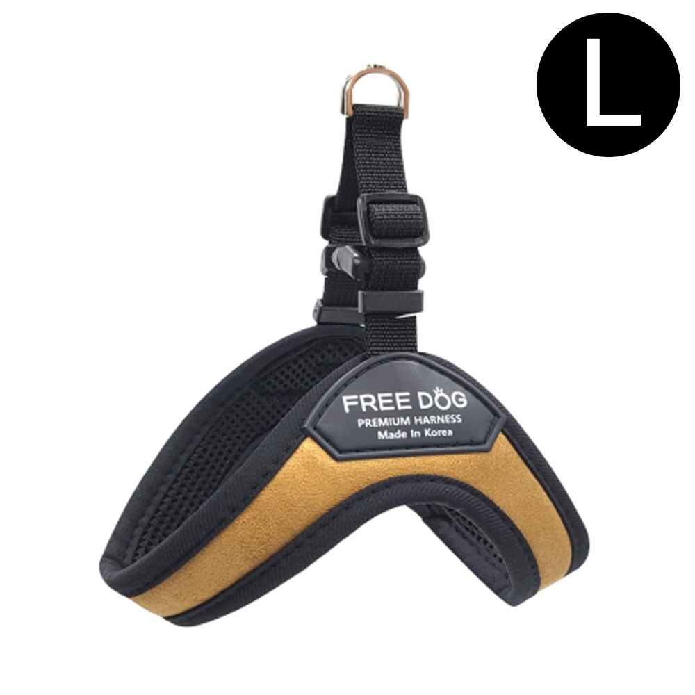 프리독 RUN 스웨이드 강아지 하네스 (카멜) (L) (리드줄 미포함)