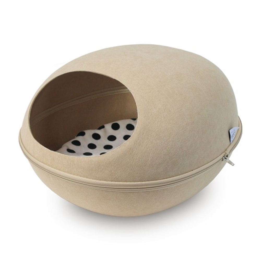 펫츠몬 고양이 달걀형 원 홀 펠트 숨숨하우스 (베이지)