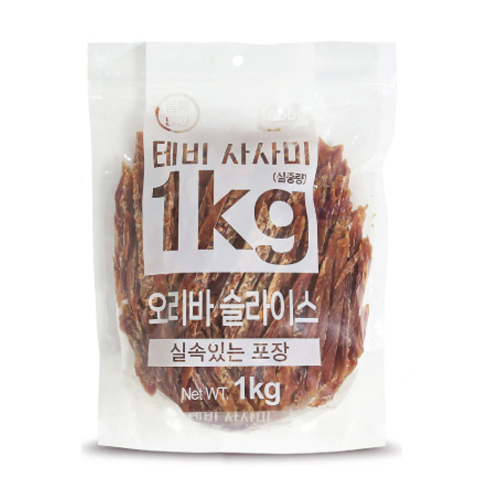 테비 강아지간식 사사미 실속포장 1kg (오리바슬라이스)