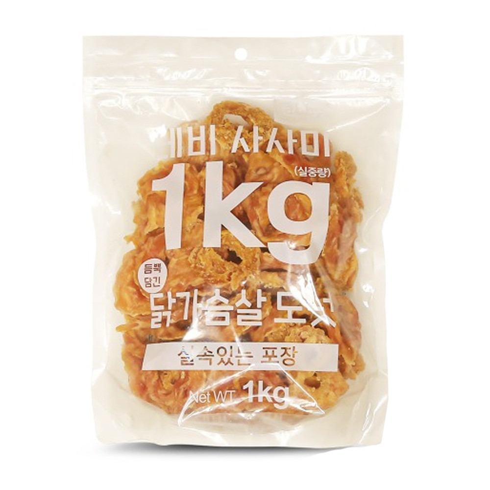 테비 강아지간식 사사미 실속포장 1kg (닭가슴살도넛)