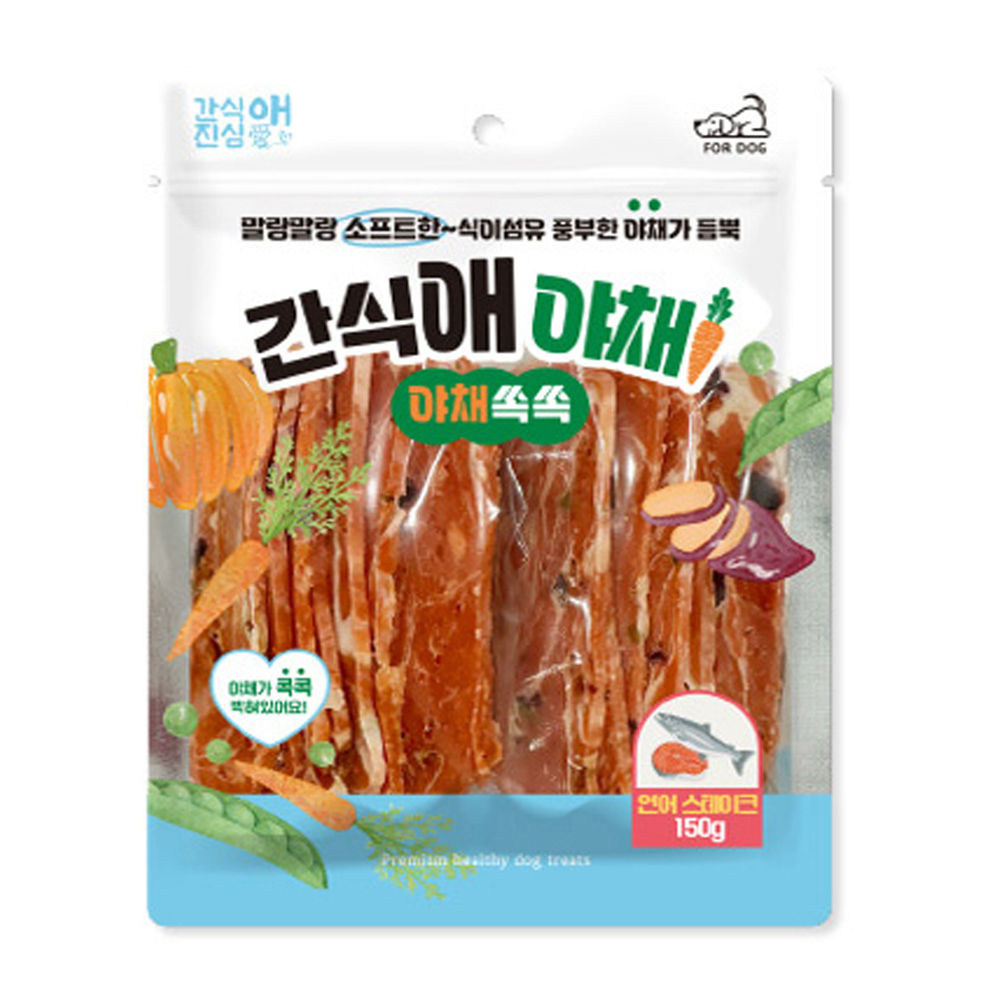 토리 강아지간식 간식애야채 소프트 연어스테이크 150g