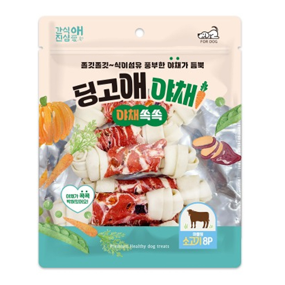 토리 강아지 딩고애야채 마블링 딩고본 소고기 8P (M) (4.5in)