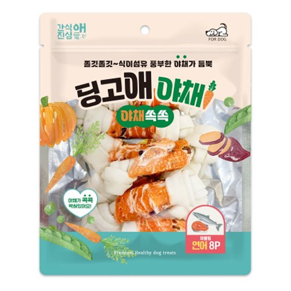 토리 강아지 딩고애야채 마블링 딩고본 연어 8P (M) (4.5in)