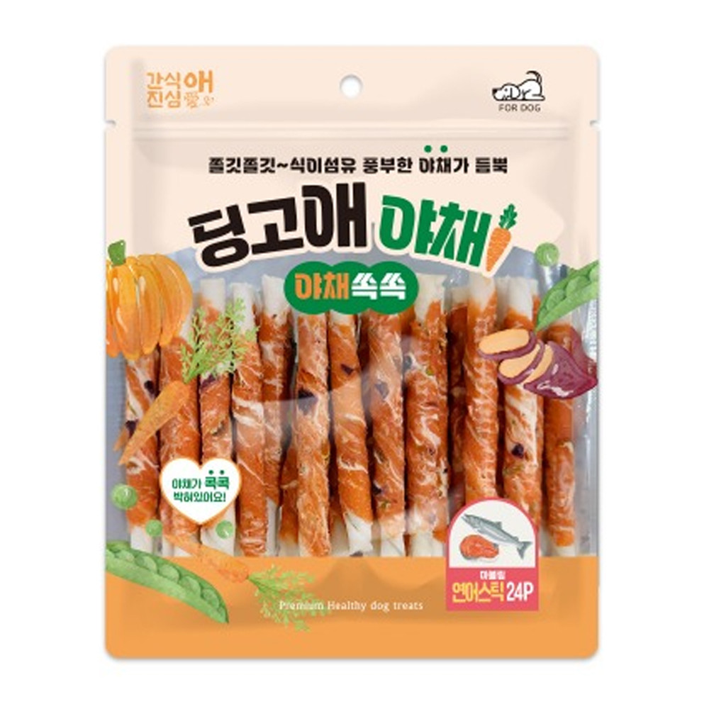 토리 강아지 딩고애야채 마블링 연어스틱 24P