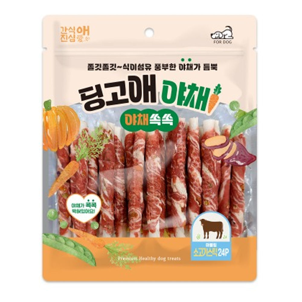 토리 강아지 딩고애야채 마블링 소고기스틱 24P