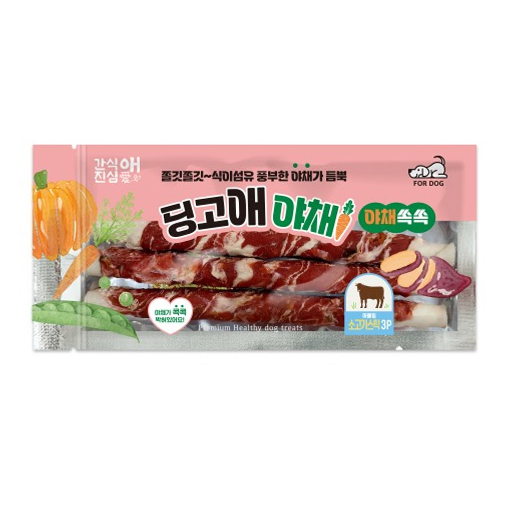 토리 강아지 딩고애야채 마블링 소고기스틱 3P (M)