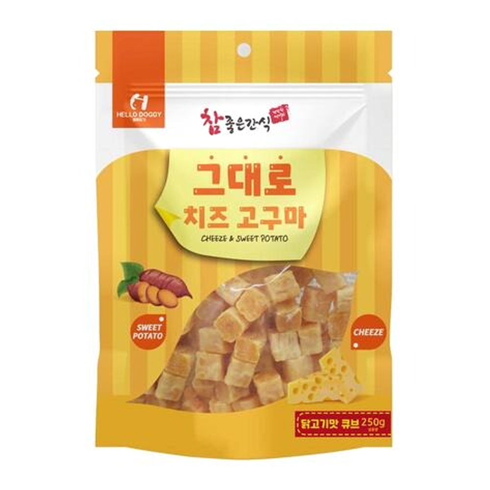헬로도기 강아지 그대로 치즈 고구마 닭고기맛 큐브 250g