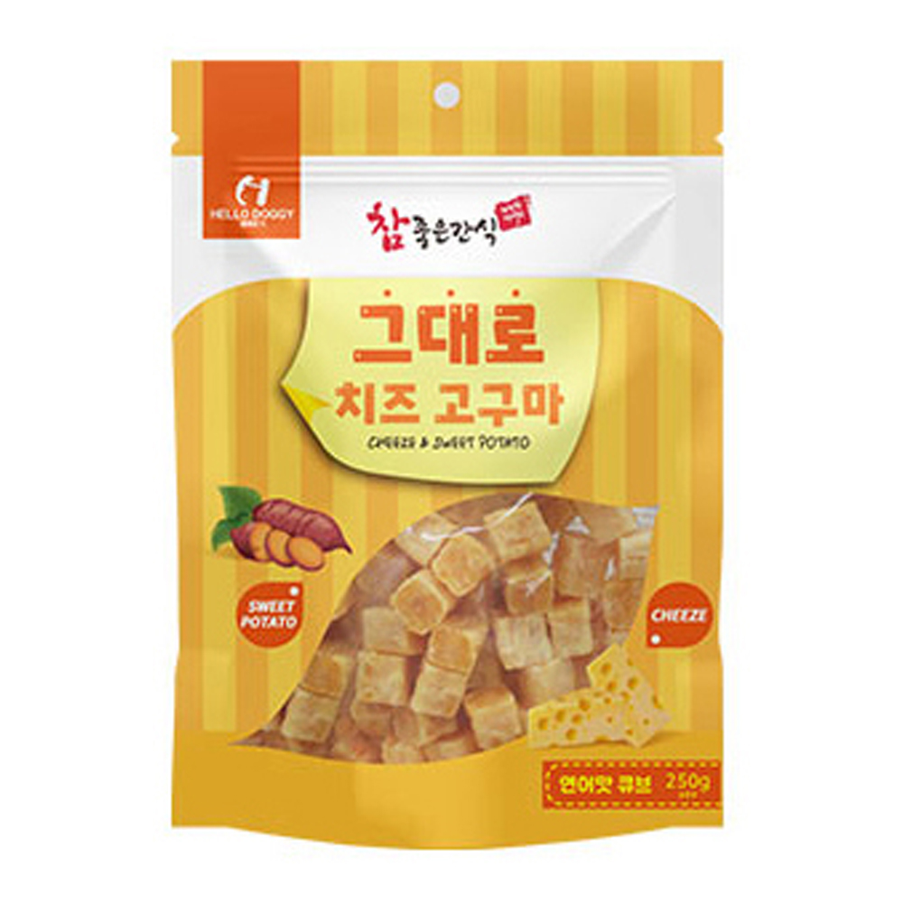 헬로도기 강아지 그대로 치즈 고구마 연어맛 큐브 250g