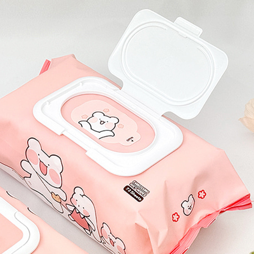 콜리 물티슈 놀자곰 도톰한 물티슈 캡형 핑크우린 친구니까 (72매 x 12개입) (1박스)