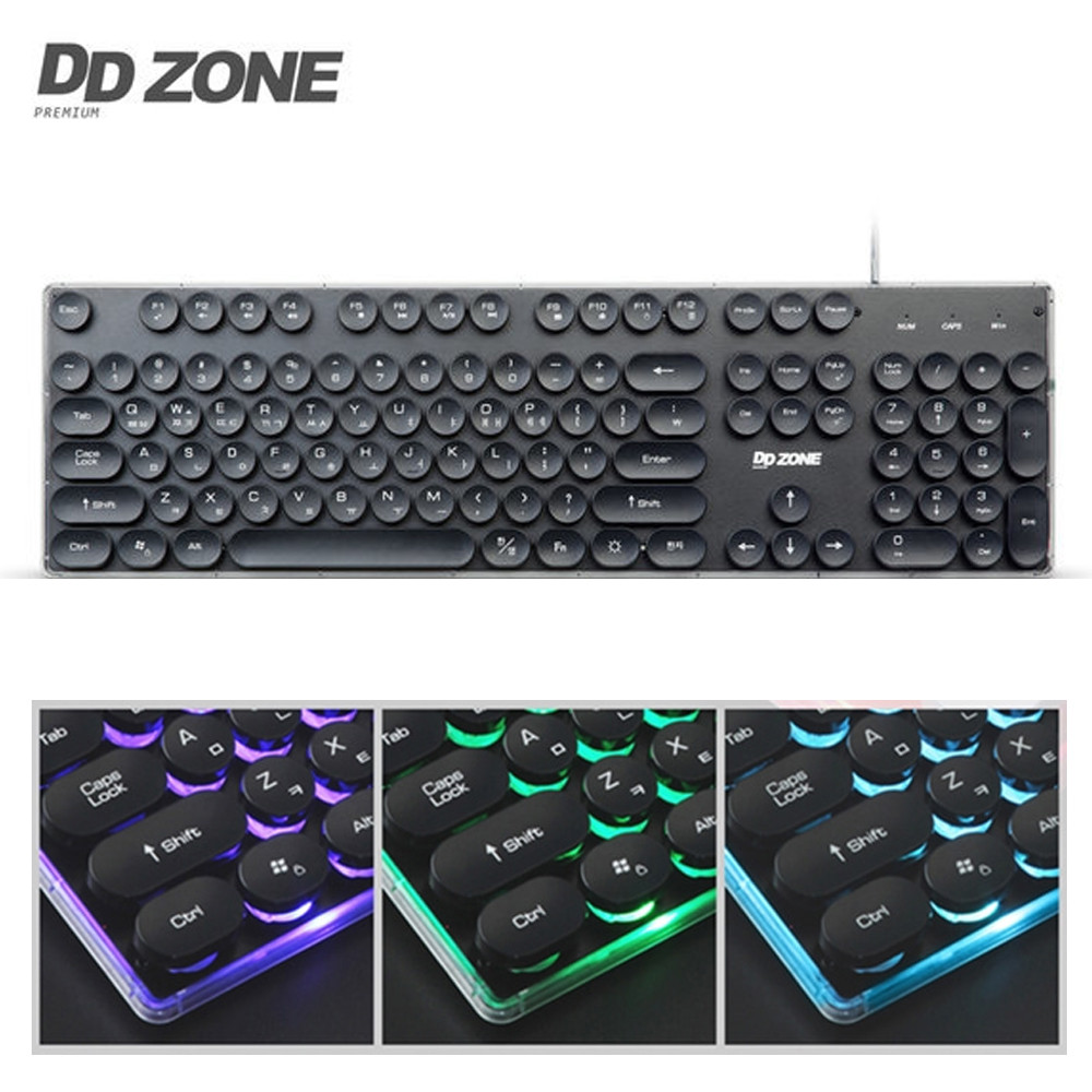 DDZONE 레트로감성 멤브레인 LED키보드 K-650 (블랙)