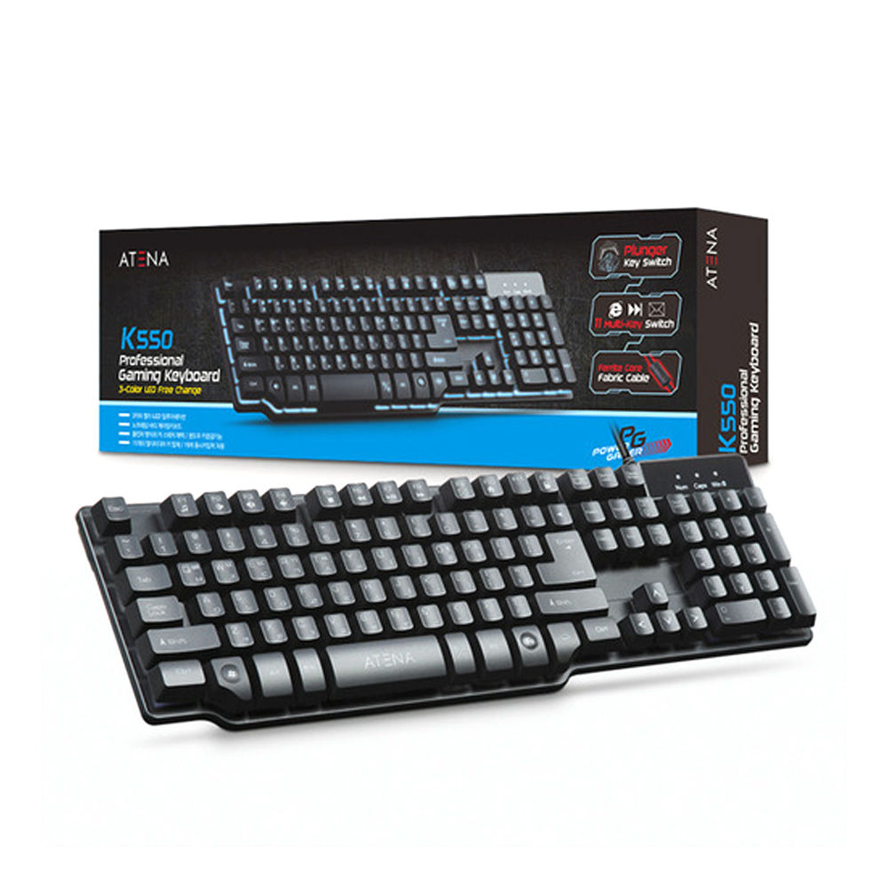 ATENA 3색 LED 플런저 게이밍 키보드 (K550)