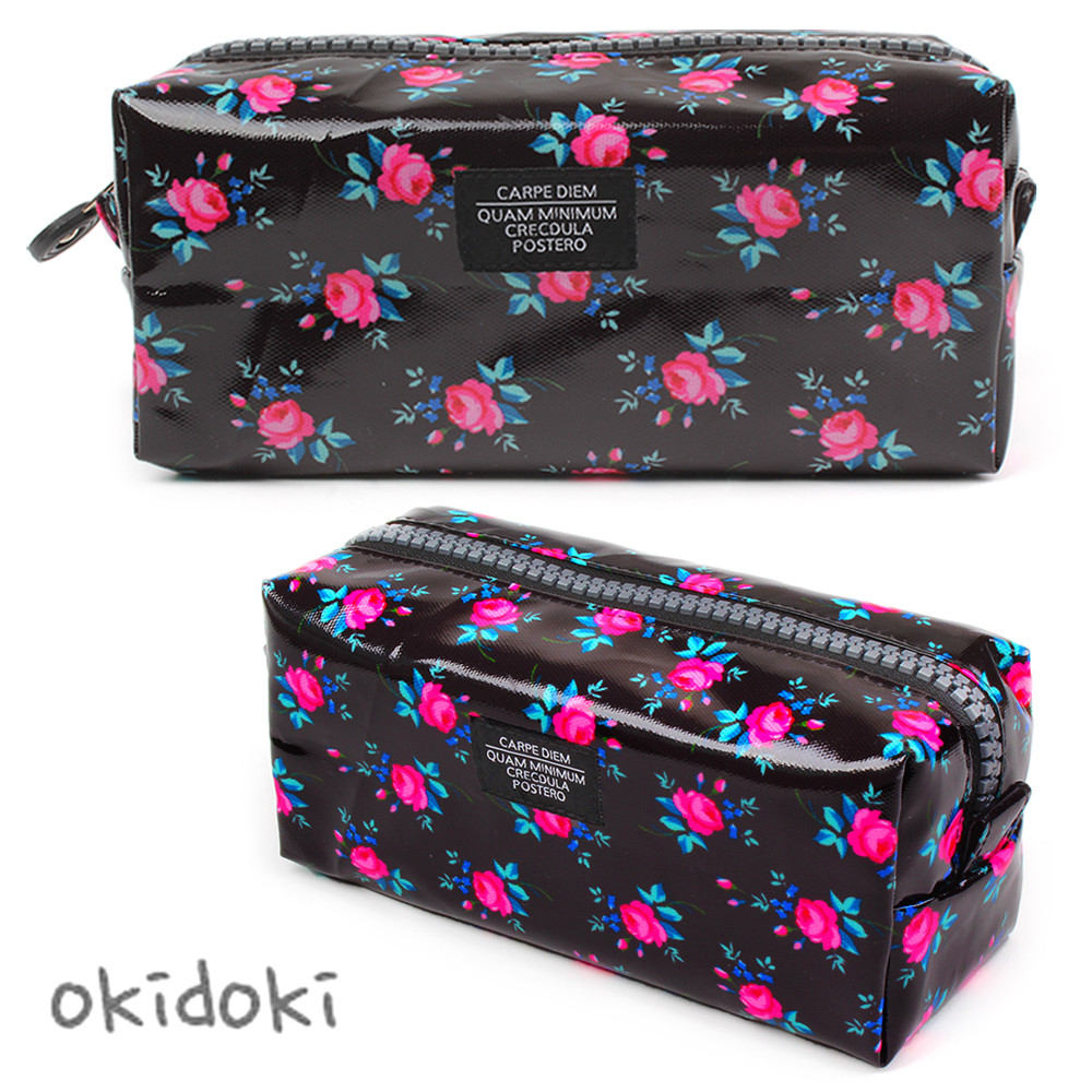 한정특가) 오키도키 비비드 지퍼 파우치 (블랙)