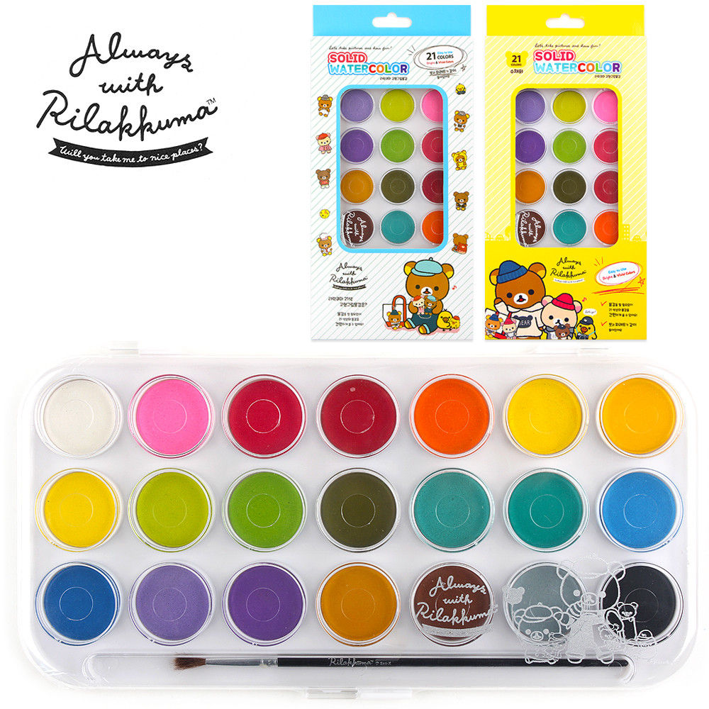 한정특가) 필박스 리락쿠마 붓파레트 고형그림물감 21색 (랜덤1개)