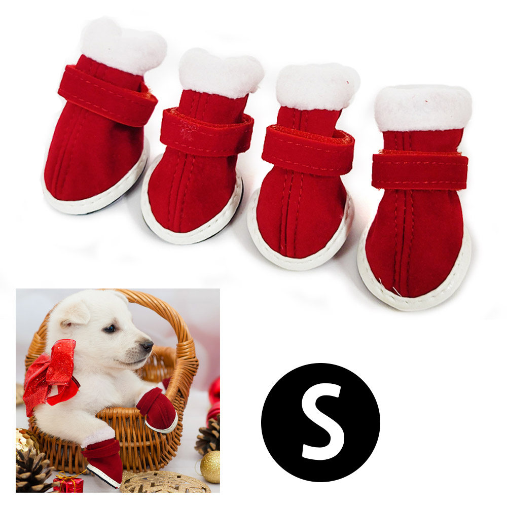 해피파티 펫 이벤트 크리스마스 산타 신발 4짝 세트 (S)