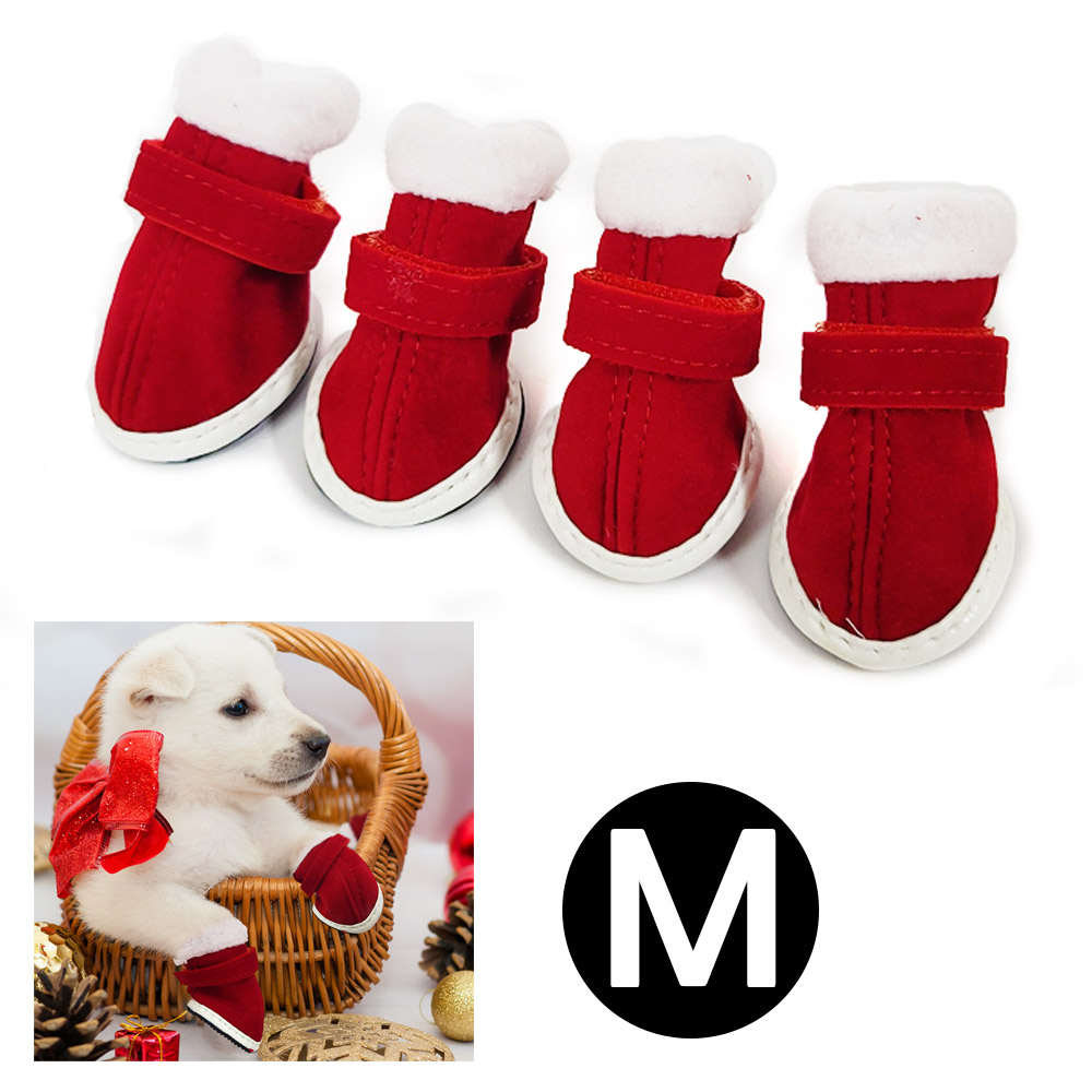 해피파티 펫 이벤트 크리스마스 산타 신발 4짝 세트 (M)
