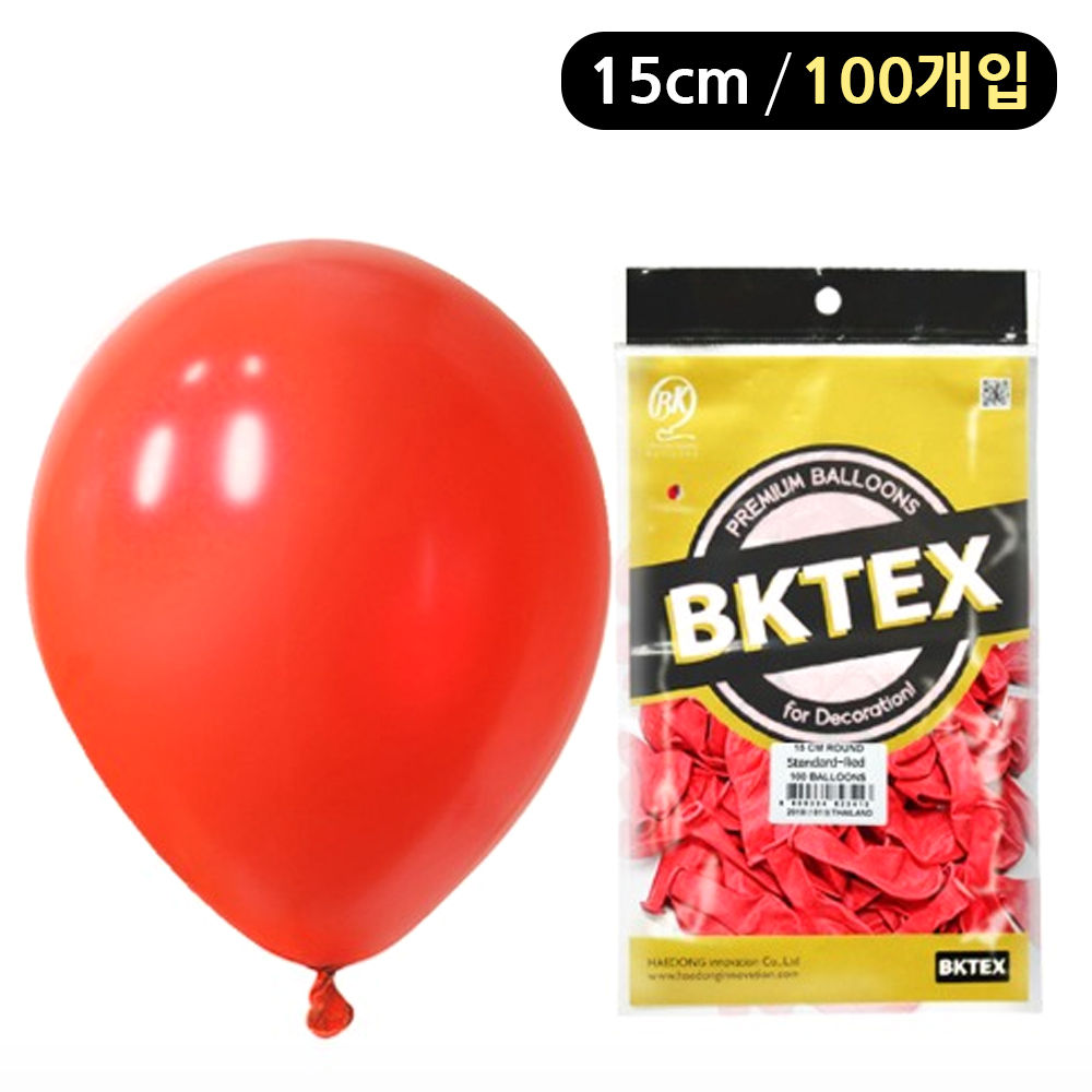 해피파티 풍선 일반 라운드 15cm (100개입) (레드)