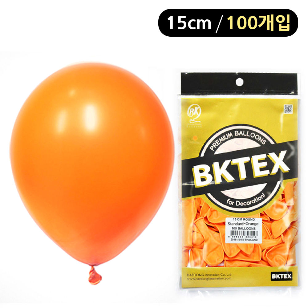 해피파티 풍선 일반 라운드 15cm (100개입) (오렌지)