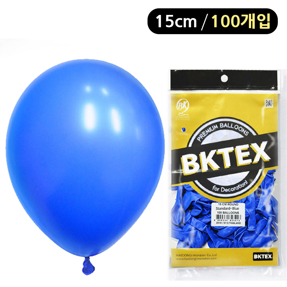 해피파티 풍선 일반 라운드 15cm (100개입) (블루)