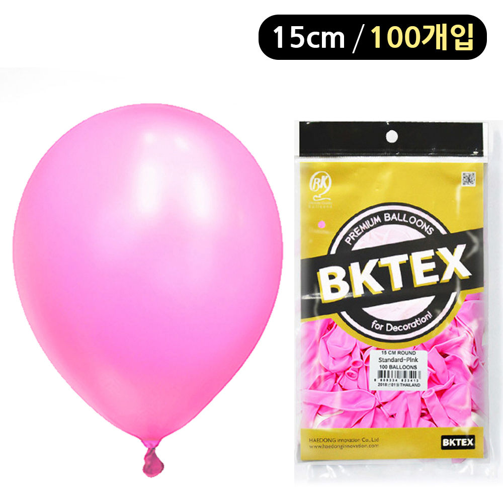 해피파티 풍선 일반 라운드 15cm (100개입) (핑크)