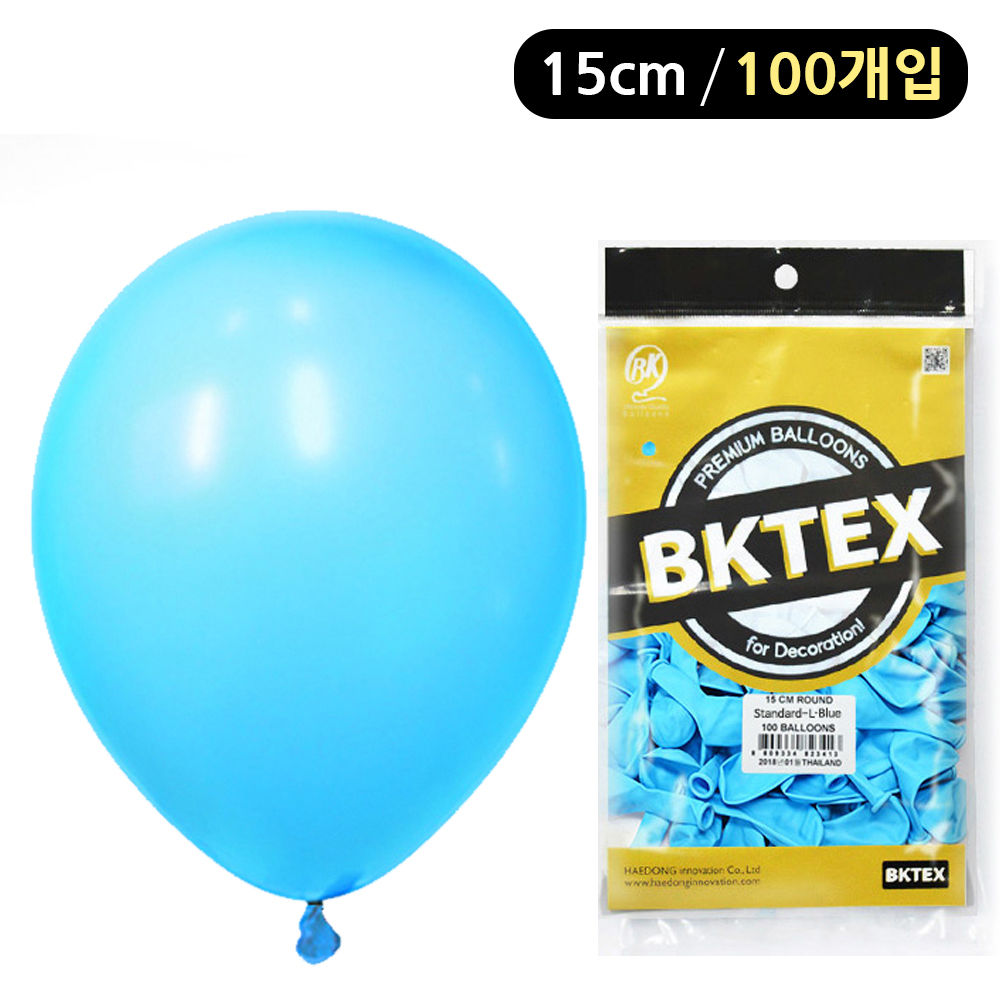 해피파티 풍선 일반 라운드 15cm (100개입) (라이트블루)