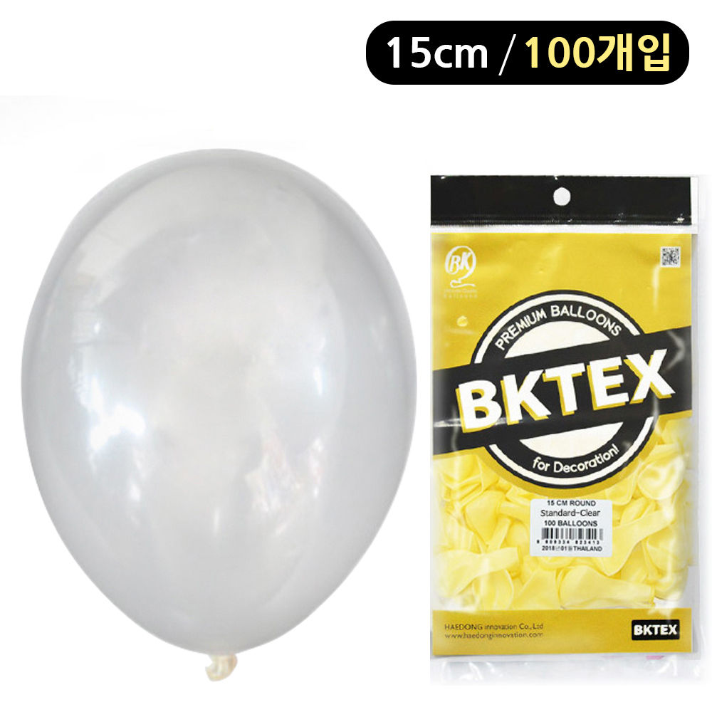 해피파티 풍선 일반 라운드 15cm (100개입) (클리어)