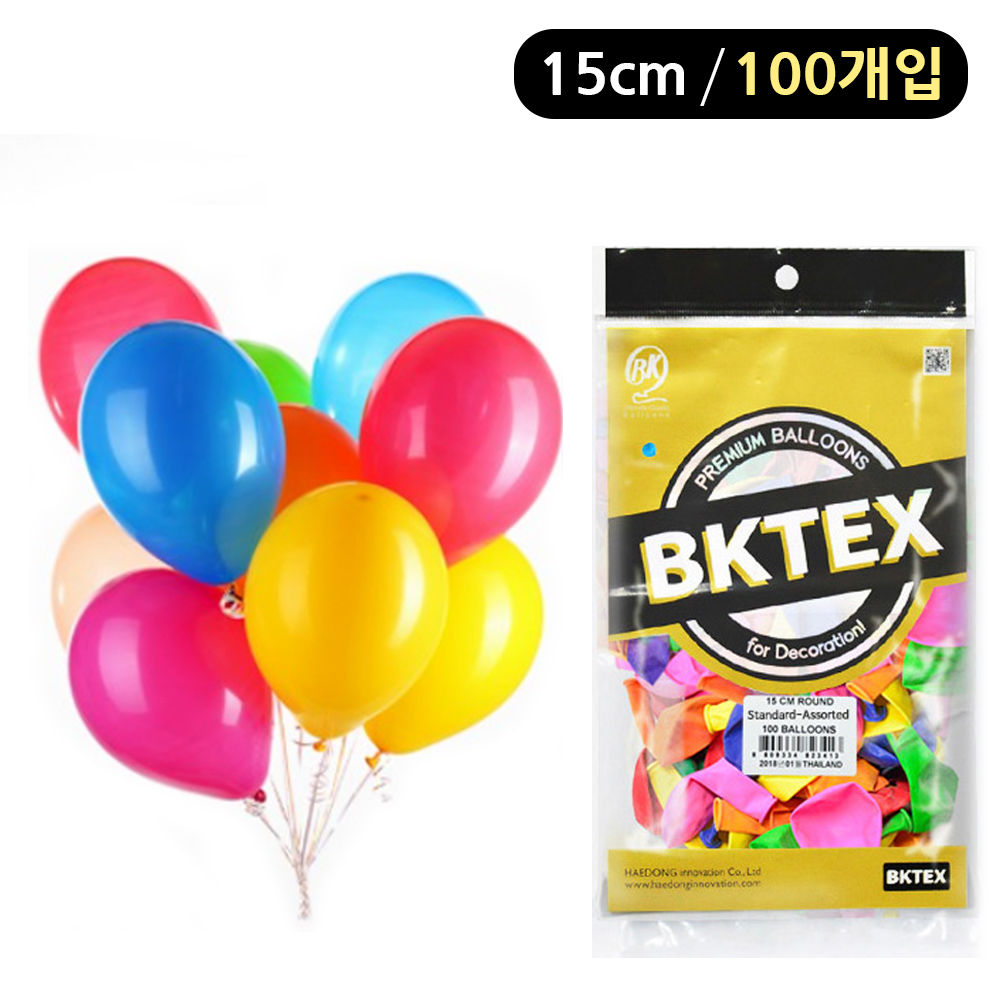 해피파티 풍선 일반 라운드 15cm (100개입) (혼합)