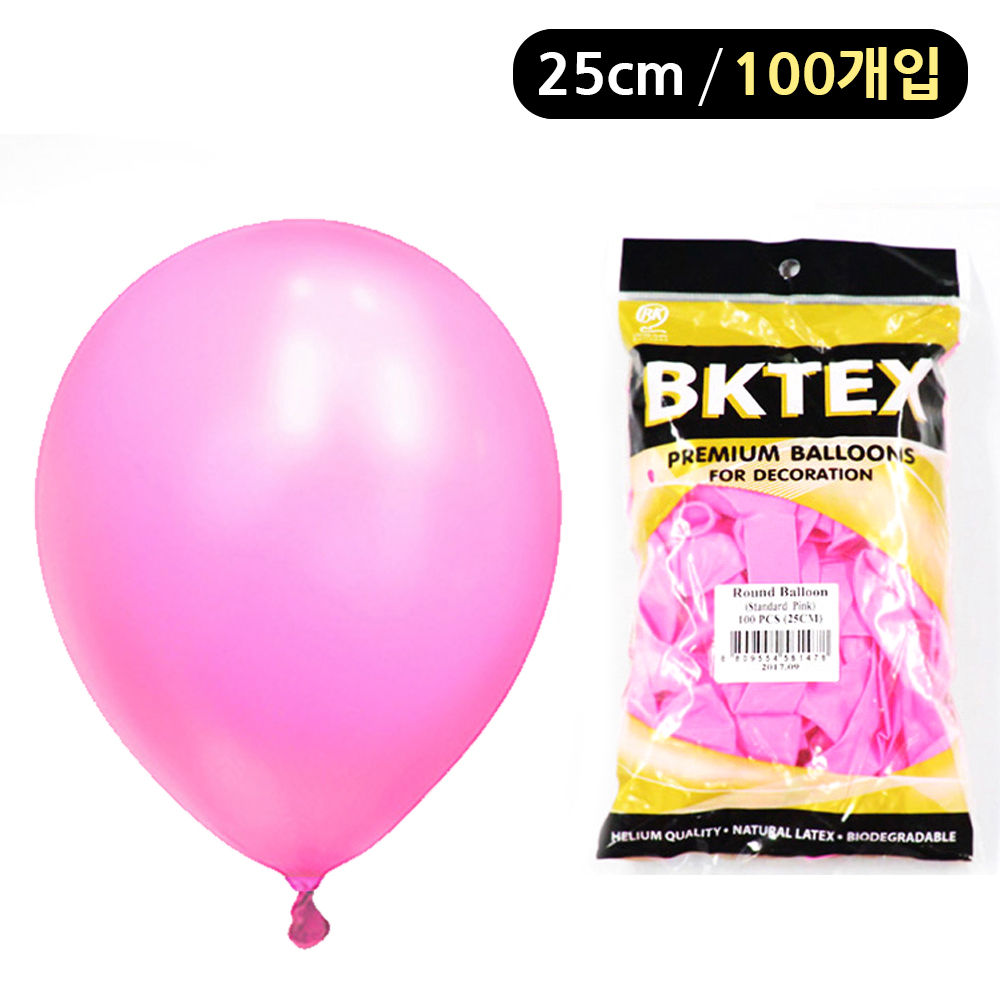 해피파티 풍선 일반 라운드 25cm (100개입) (핑크)