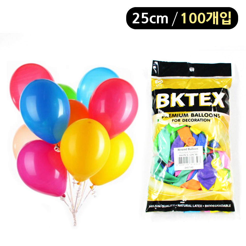 해피파티 풍선 일반 라운드 25cm (100개입) (혼합)
