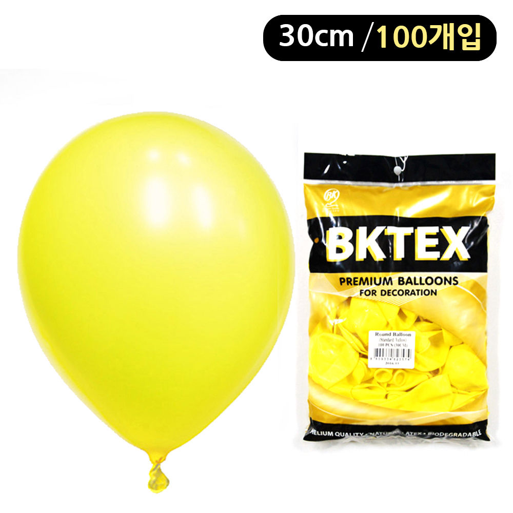 해피파티 풍선 일반 라운드 30cm (100개입) (옐로우)