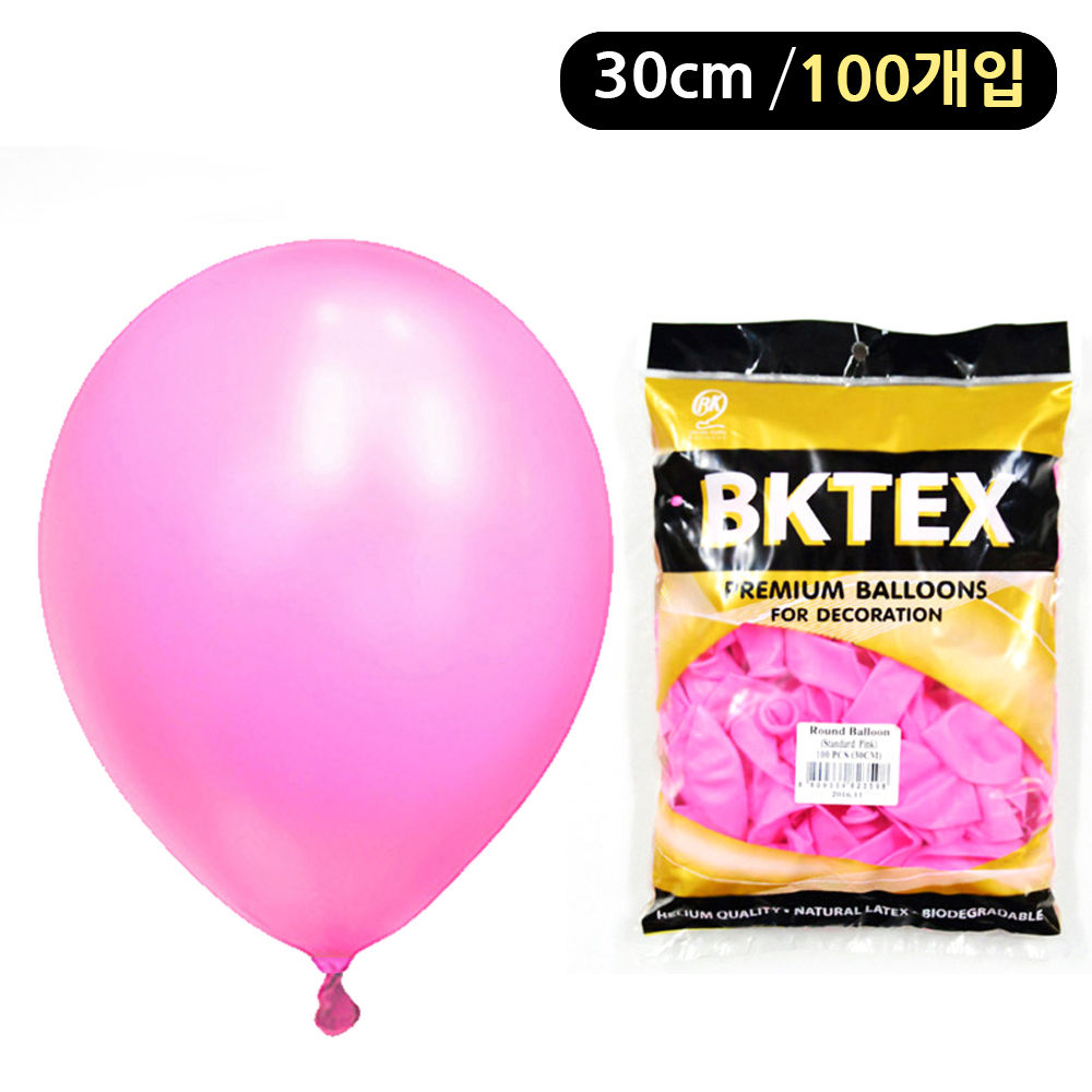 해피파티 풍선 일반 라운드 30cm (100개입) (핑크)