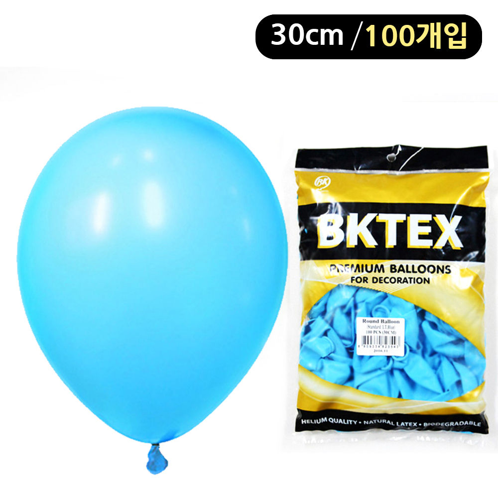해피파티 풍선 일반 라운드 30cm (100개입) (라이트블루)